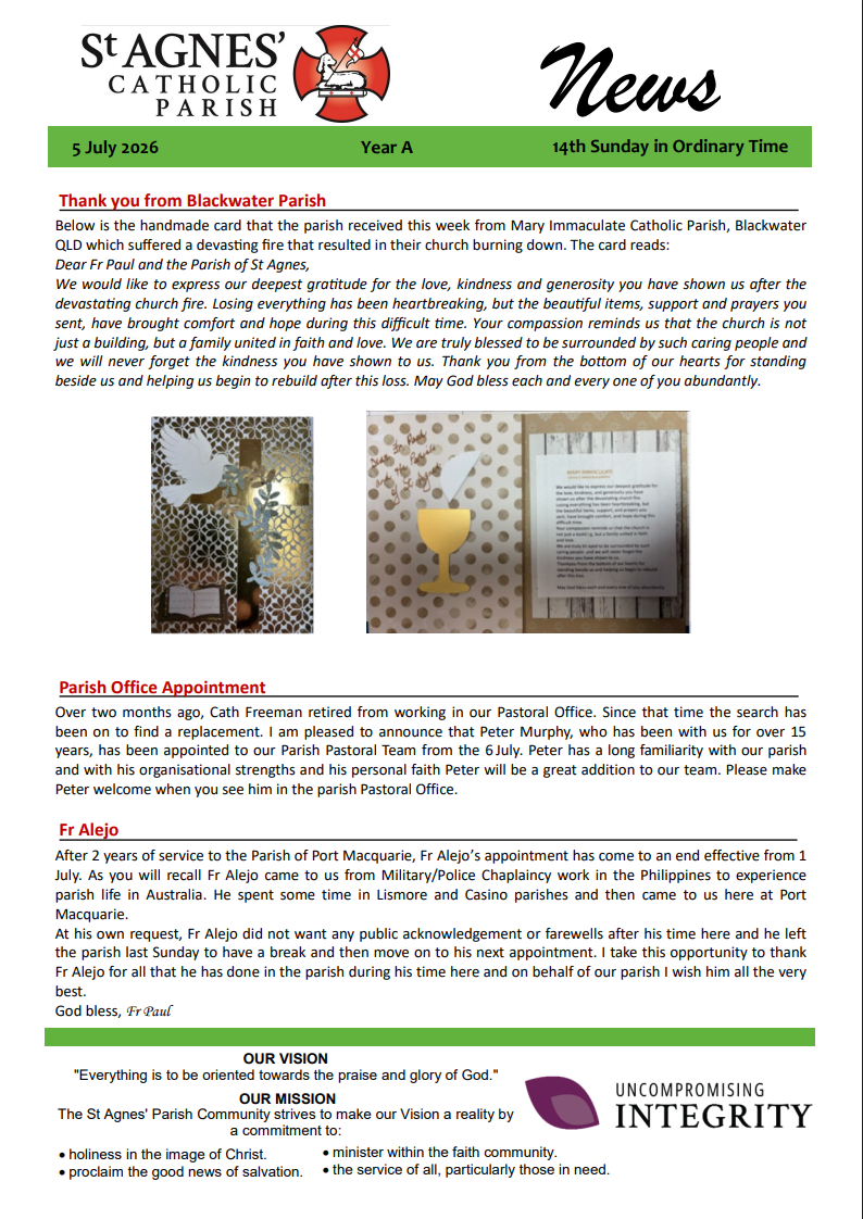 Parish Newsletter 5 July 2026